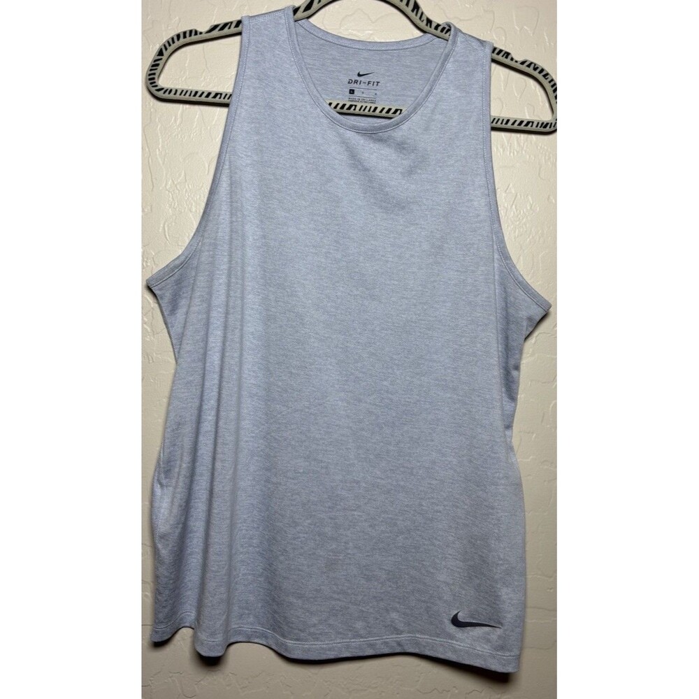 Nike Dri-FIT Men’s L Gray Sleeveless Tank Crew Neck Moisture Wicking Logo
